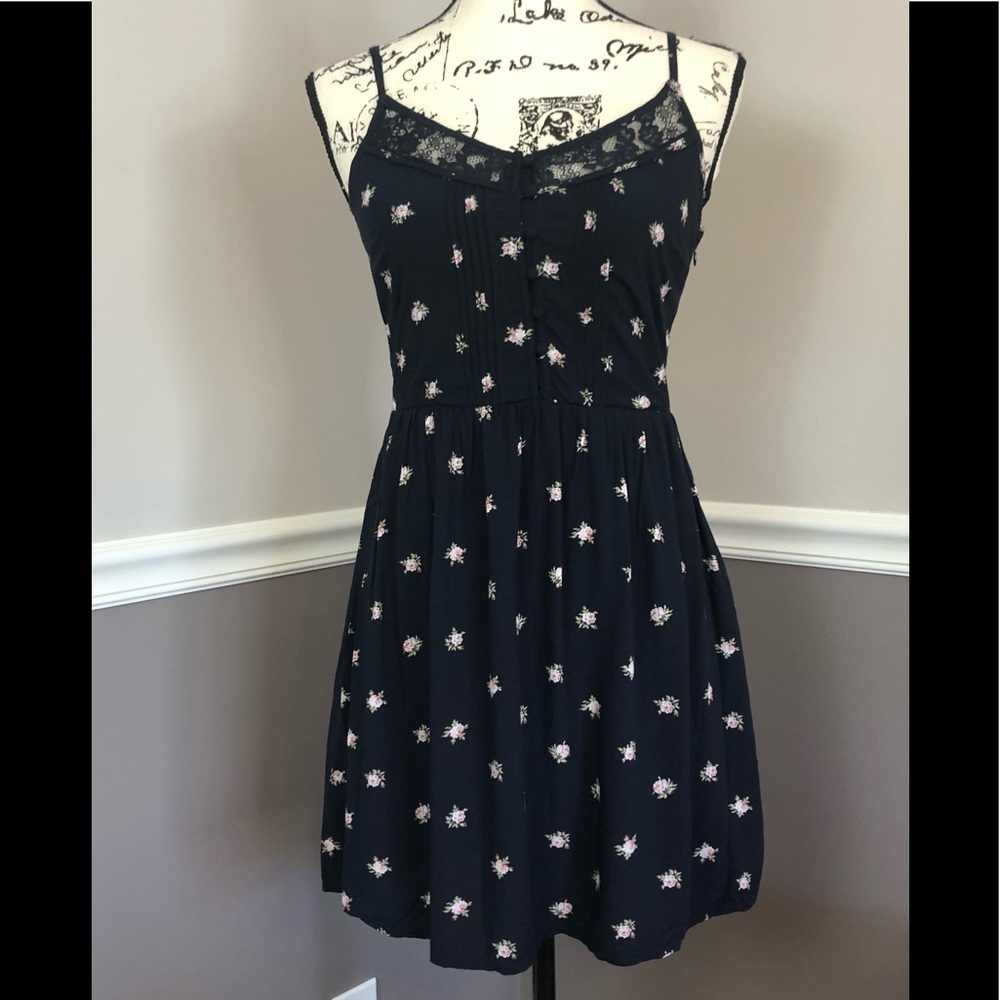 - Abercrombie & Fitch black dress w/ floral print